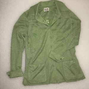 leslie fay vintage sparkle green suit